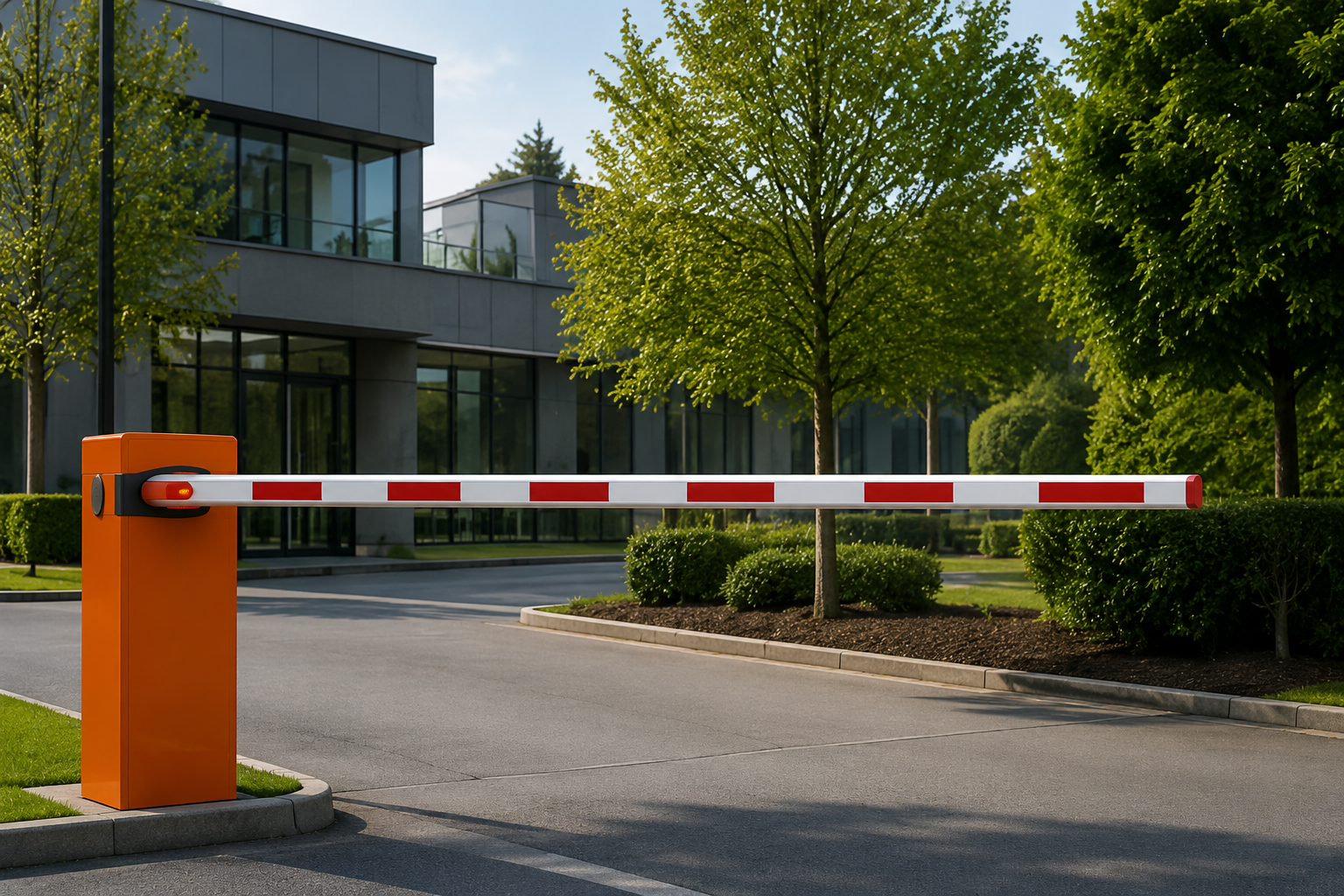 Automatische slagboom bij een zakelijke parkeerlocatie